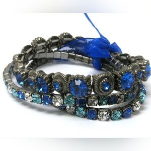 Blue Crystal/Rhinestone Stretch Bracelet